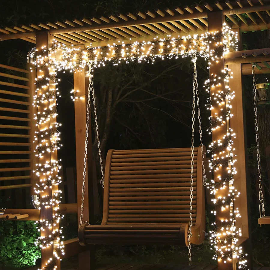 Guirnalda de luces navideñas para exteriores, tira de luces de hadas para jardín, fiesta, boda, Año Nuevo, 30M, 1500LED, 8 modos