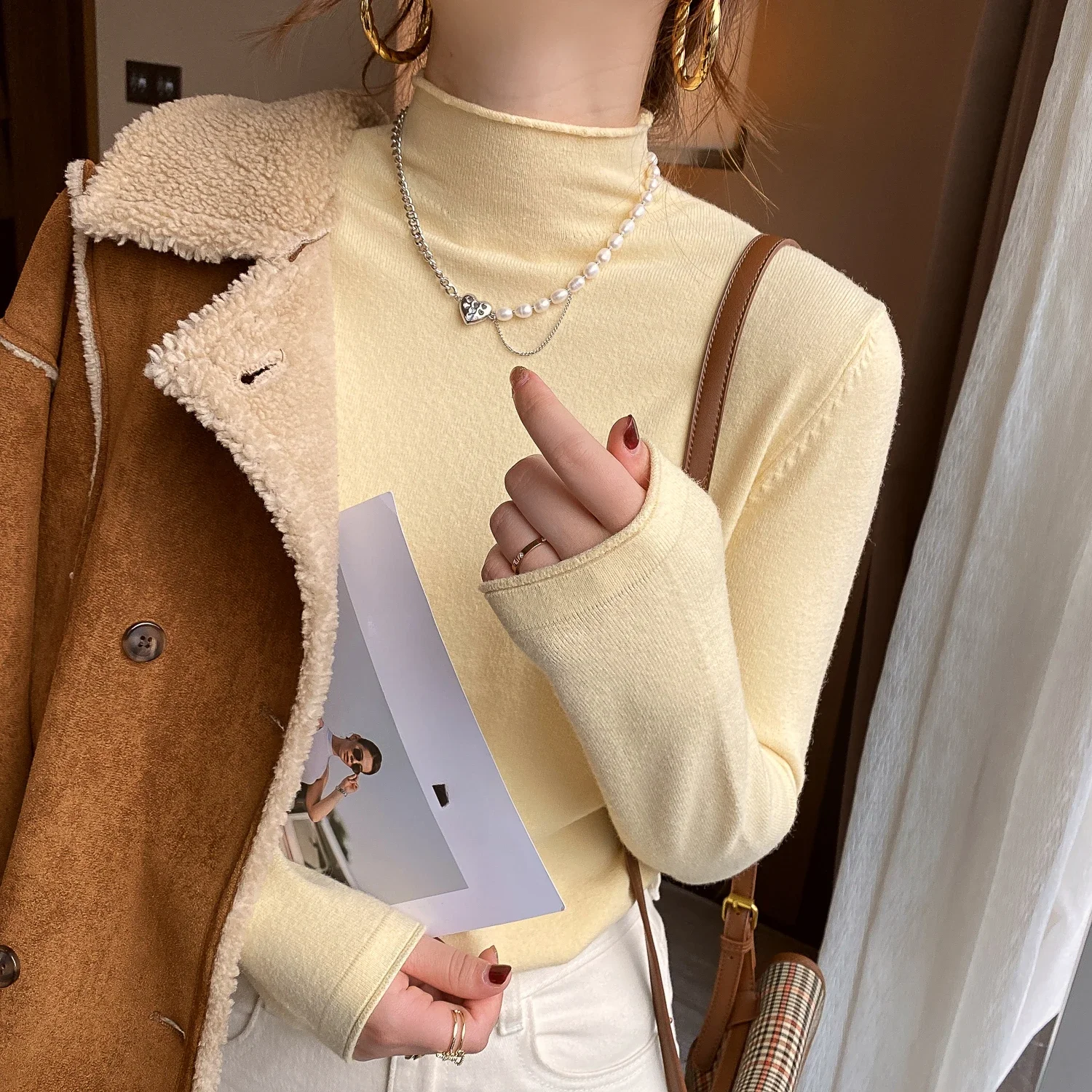 spring autumn half Turtleneck bottoming Sweaters Women Cashmere Sweater Slim Soft Knitted Jumpers Pullovers Solid basic T-Shirts