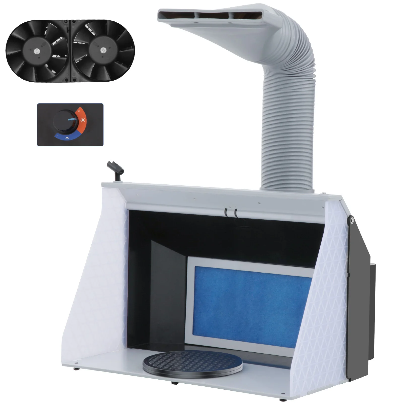 Verf cabine airbrush opvouwbare ventilator Dubbele 9m³/min snelheidsregelbare lade 20cm LED geïntegreerd model decoratie