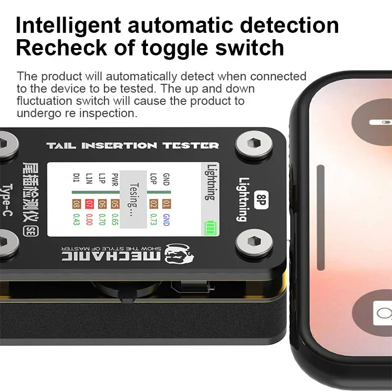 MECHANIC T824 SE Detector de Inserção Traseira Do Telefone Móvel, Display Digital, Detecção Inteligente Automática, Potência Atual de Cada Pin