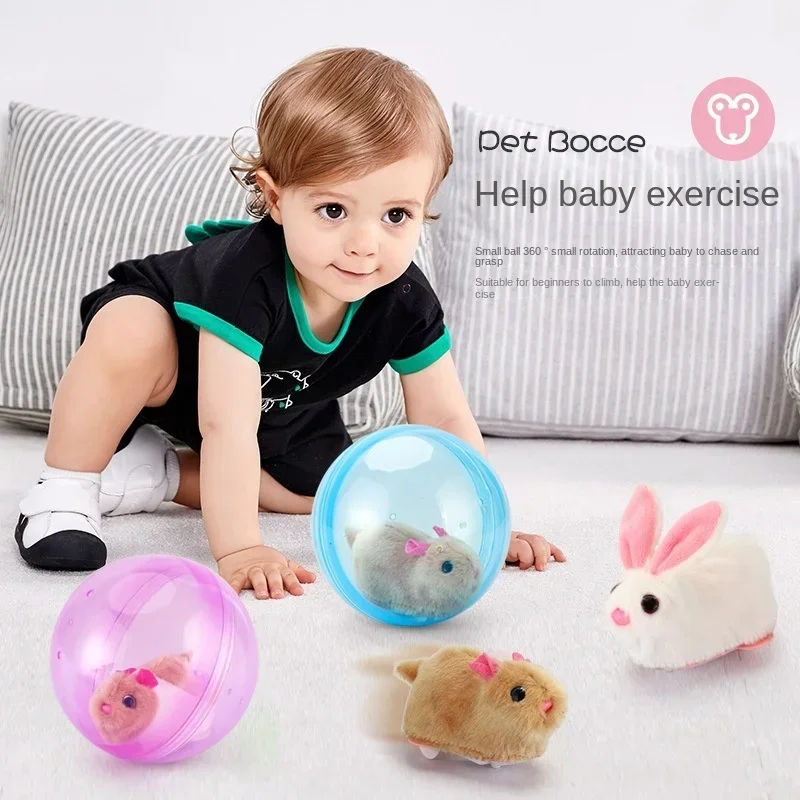 New Electric Rabbit Hamster Rolling Ball Popular Playing Cat Electronic Plush Dog Cat Machine Pet ToysChristmas Halloween Gift