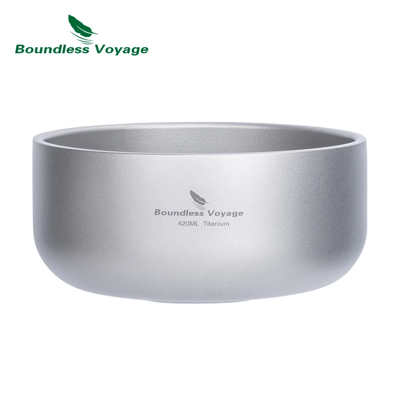 Boundless Voyage Titanium Double-Wall Bowl for Adult Children Outdoor Camping Tableware 200ml 420ml