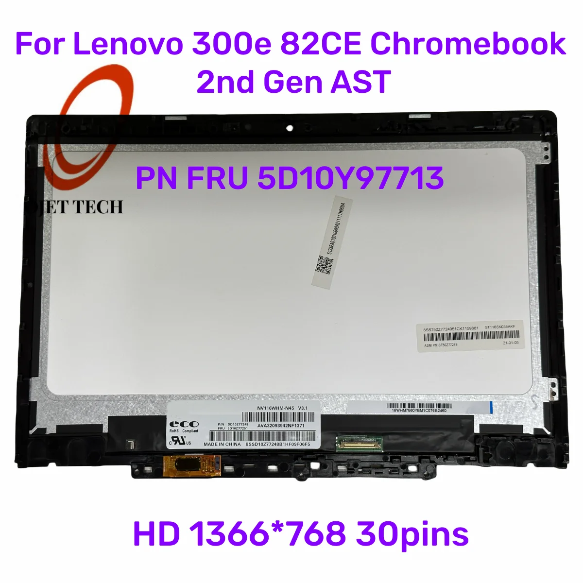 

11.6“ laptop touch screen For lenovo 300e Chromebook 2nd Gen 81MB 81QC 82CE LED DISPLAY+FRAME+BOARD ASSEMBLIES LCD Module