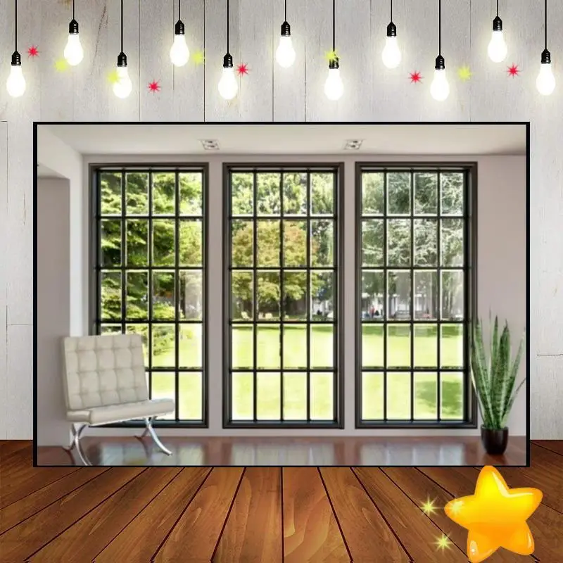 Office Window Video Conference Studio Photography Backdrops Party Background Baby Shower City of Liberty Birthday Decoration Bar