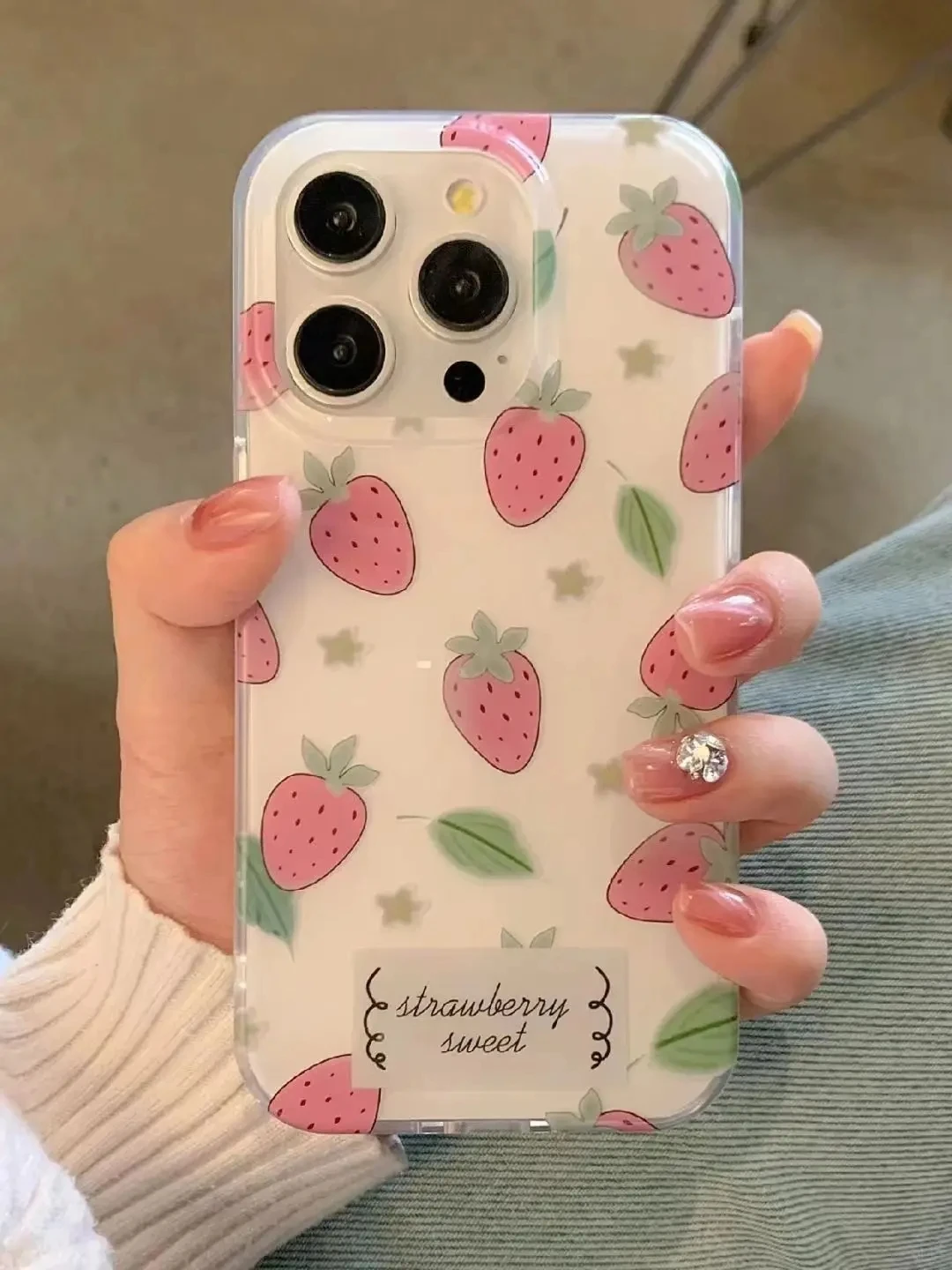 フルスクリーン可愛いイチゴ高級スマホケース iPhone 16 15 14 13 12 11 PRO MAX 14 15 16 PLUS Y2K 耐衝撃スマホケース