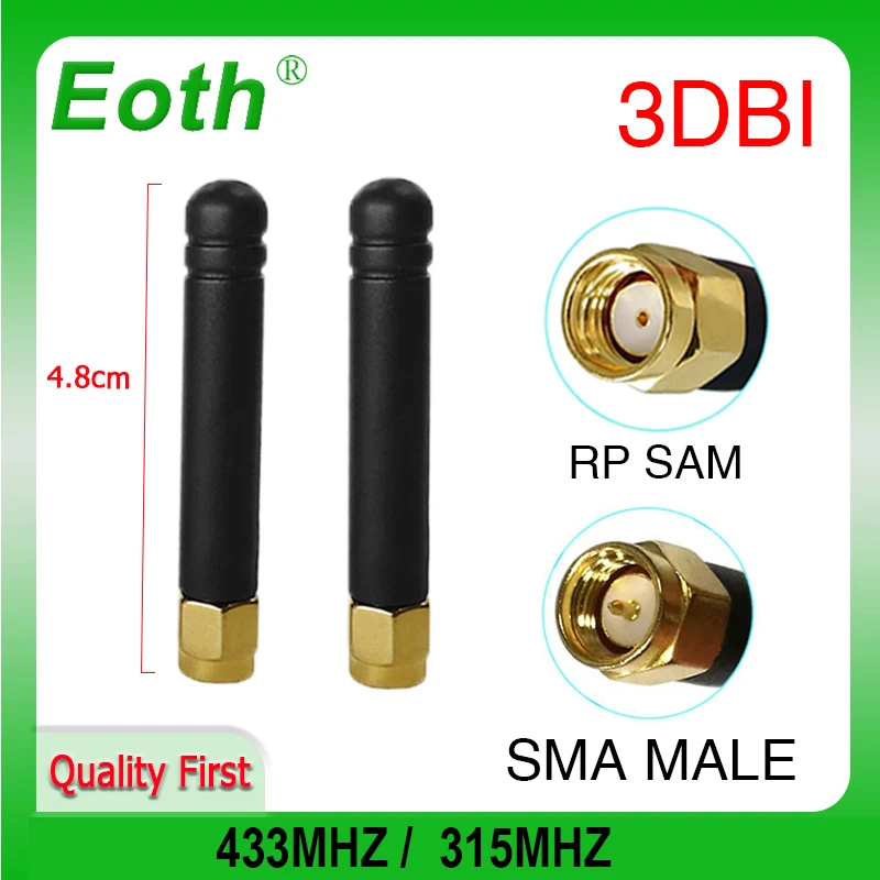 EOTH  433mhz 315MHZ antenna 2~3dbi sma male female lora antene pbx iot module lorawan signal receiver antena high gain