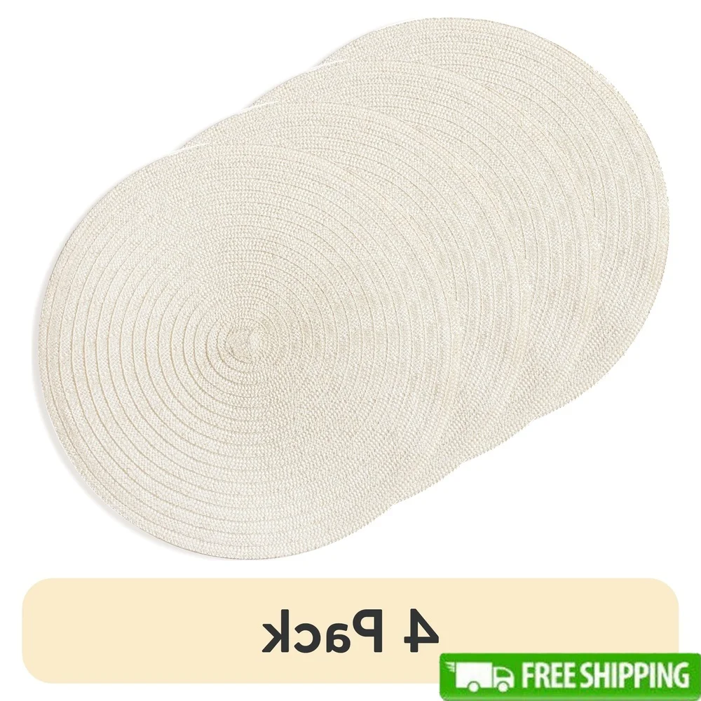 

4 Pack Durable Polyester Round Table Placemat 15 Inch Modern Elegant Home Décor Perfect Dining and Entertaining