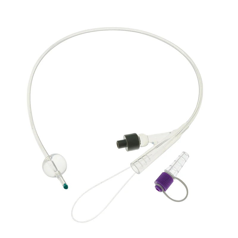 Medical Silicone Two-Way Foley Catheter With plastic Guide Wire With Luer Joint Soft Tube For Animals Veterinary Supplies 1PC