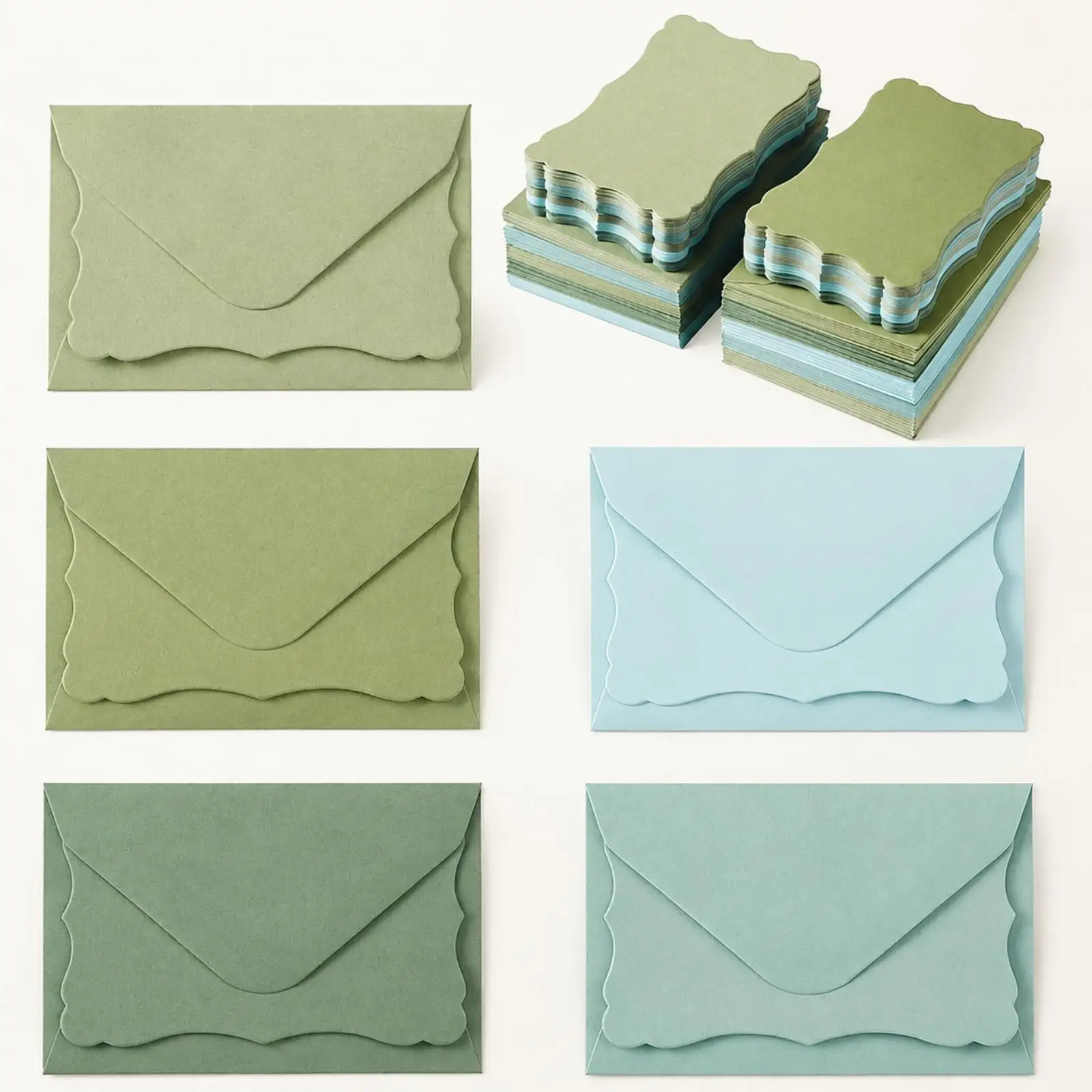 50 Pieces Small Greeting Envelope with Card Versatile European-Style Art Paper Envelope with Card for Invitations