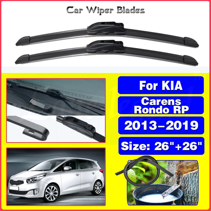 For Kia Carens Rondo RP 2013 - 2019 Front Wiper Blades Window Windshield Windscreen U J Hook Brushes Cleaning Car Accessories