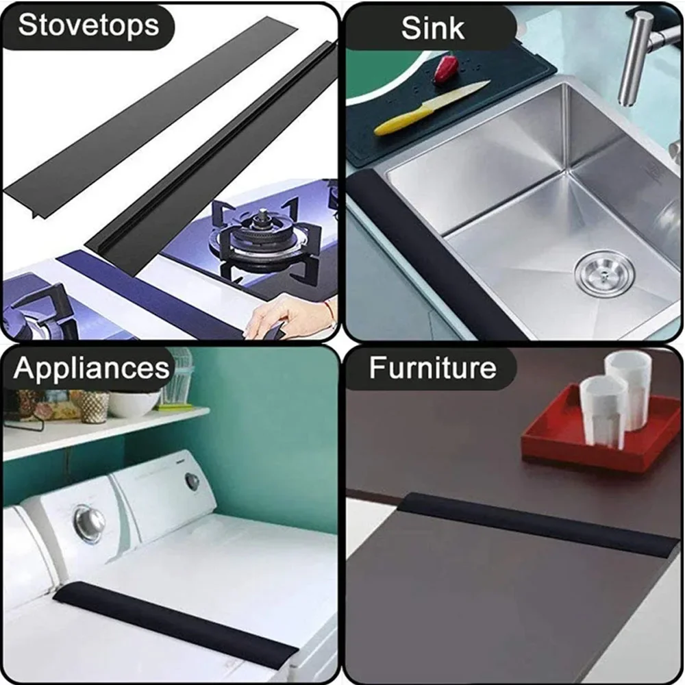 Silicone Gap Strip Kitchen Gas Stove Sealing Strip Kitchen Anti-Oil Anti-Stain Strip Silicone Insert Strip Kitchen Accessories