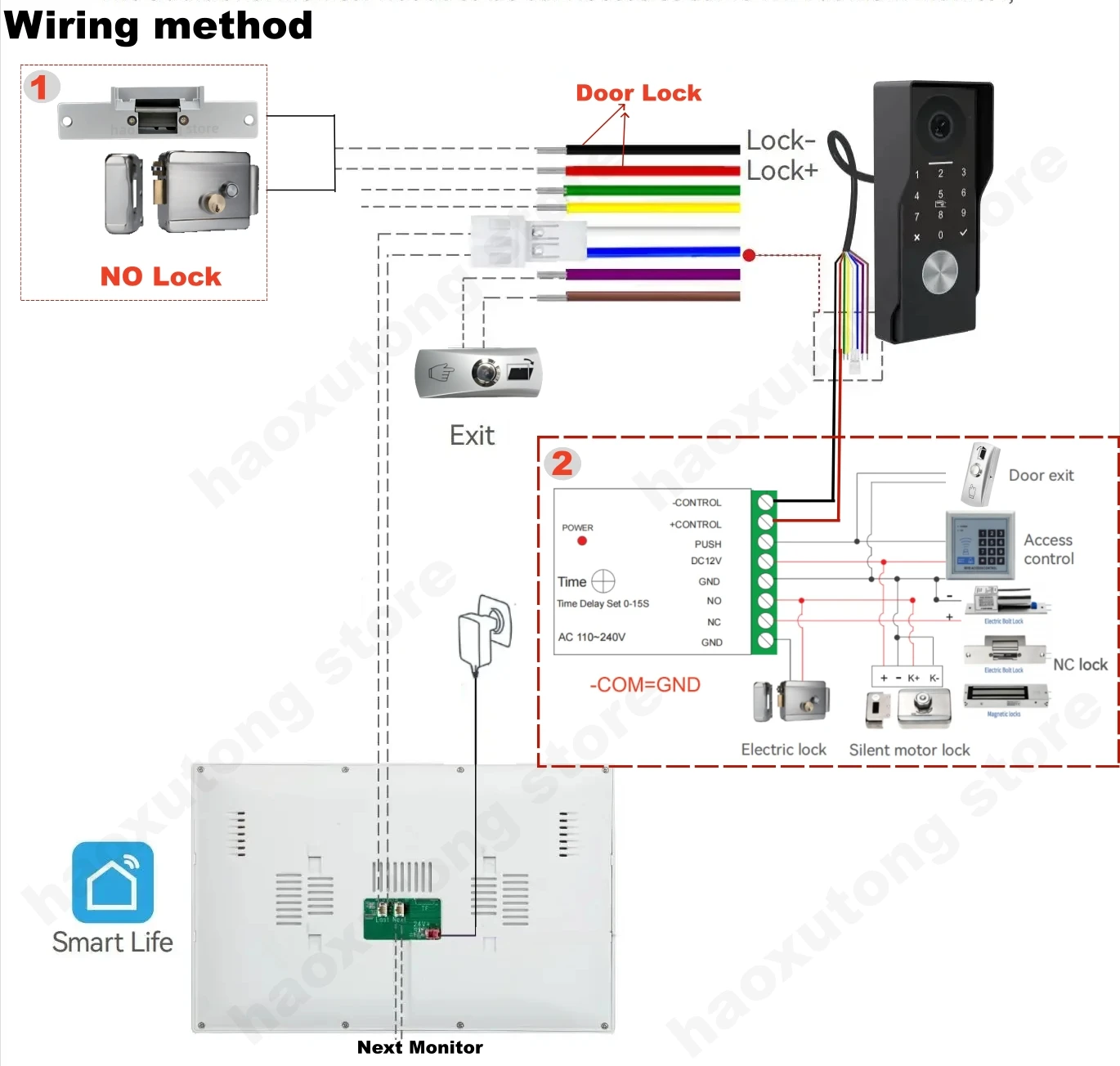 2 Wires Tuya Wifi Video Intercom Video Door Phone Smart Home 1080P 7'' Color Touch Screen Camera Doorbell Door Security System