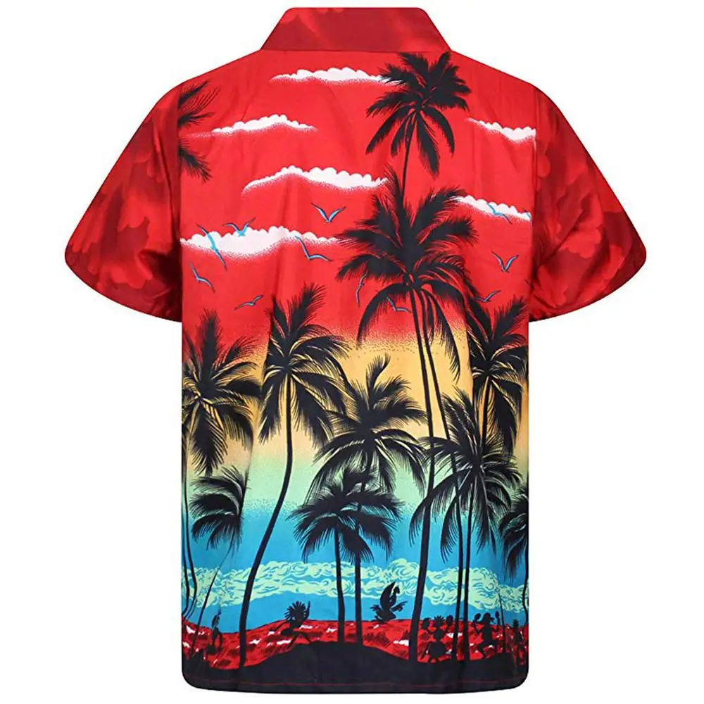 2022 Hawaiian Shirt men 5xl loose shirts men Fashion Palm Tree Printed Beach Wear top Single Breasted Cuban Collar Shirt