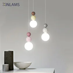 Nordic Modern Simple LED Ceiling Pendant Lamps Interior Corridor Café Bedroom Bedside Hanging Lights Cream Bulb Small Lighting