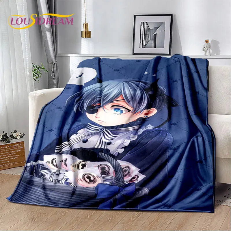 Black Butler  Anime Cartoon Soft Plush Blanket,Flannel Blanket Throw Blanket for Living Room Bedroom Bed Sofa Picnic Cover  Kids