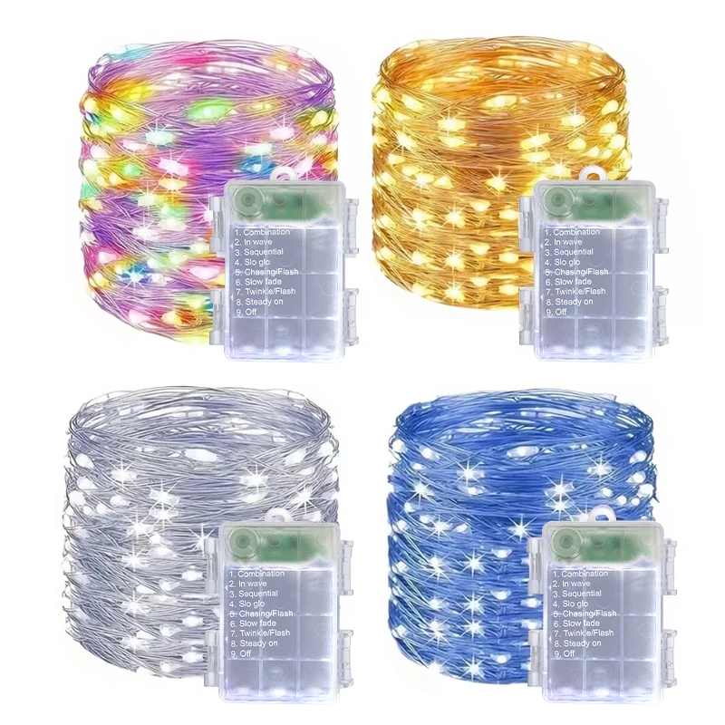 USB Copper Wire Fairy Lights Remote Controlled Warm White Blue Colorful 8 Modes for Home Room Festival Party Decoration Indoor