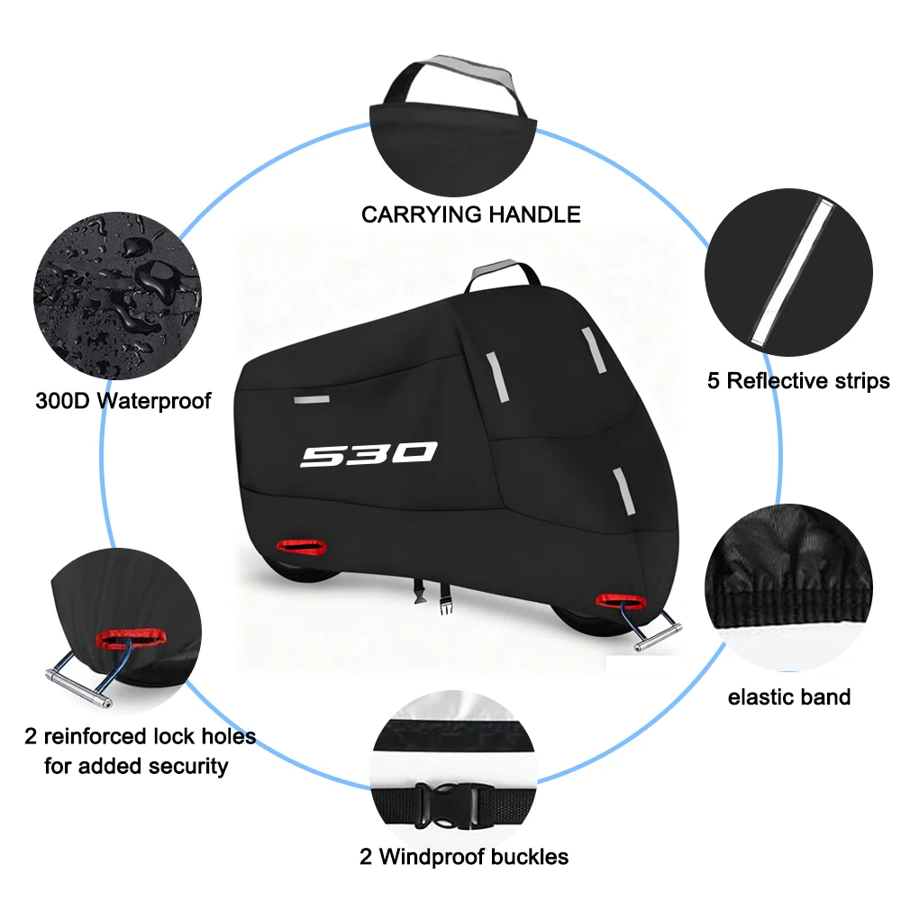 Motorcycle Cover 300D Oxford Waterproof Outdoor Indoor Protective Snow Dust UV Protection for T-MAX TMAX 530 2008-2023 2012
