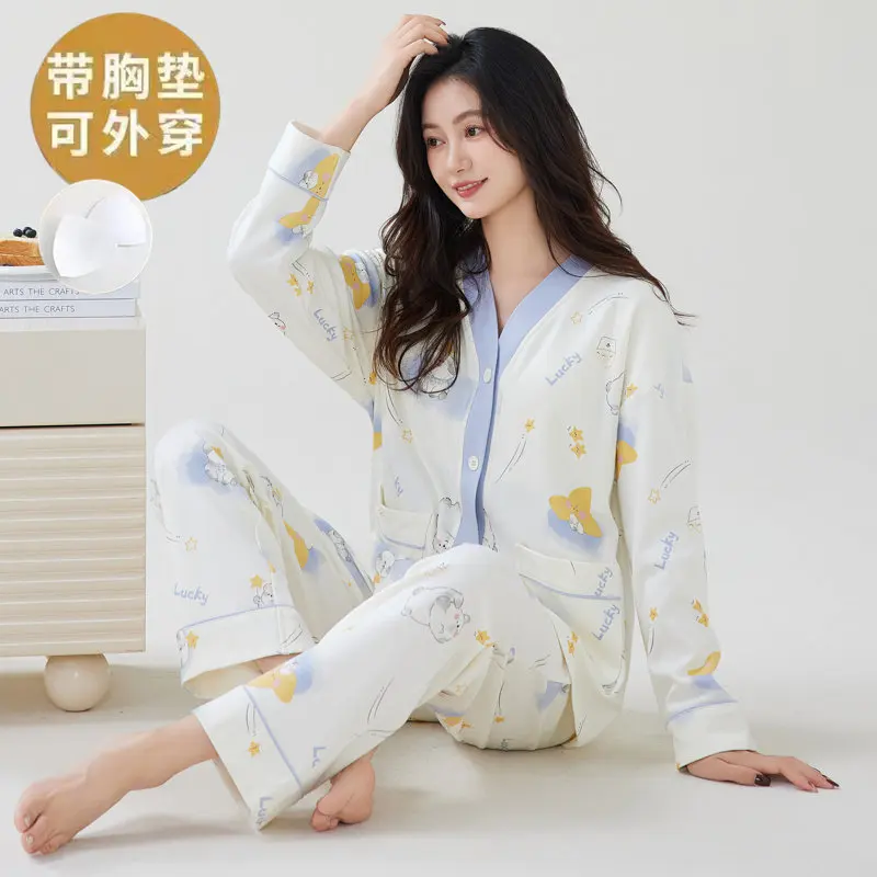 Kimono Sleepwear with bra pad for Ladies Autumn Spring Kimono Homewear Big Size M-3XL Pjs Pyjamas Mujer Long Women Pijamas