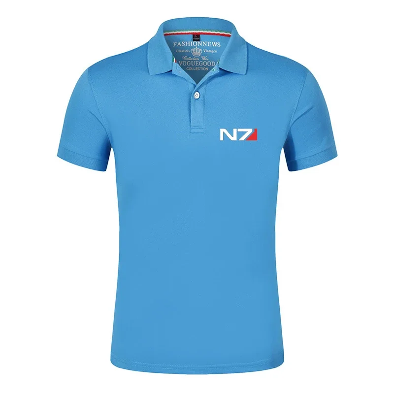 2024 new summer N7 mass effect Logo print hot sale breathable polo men popular solid color short sleeve comfortable top