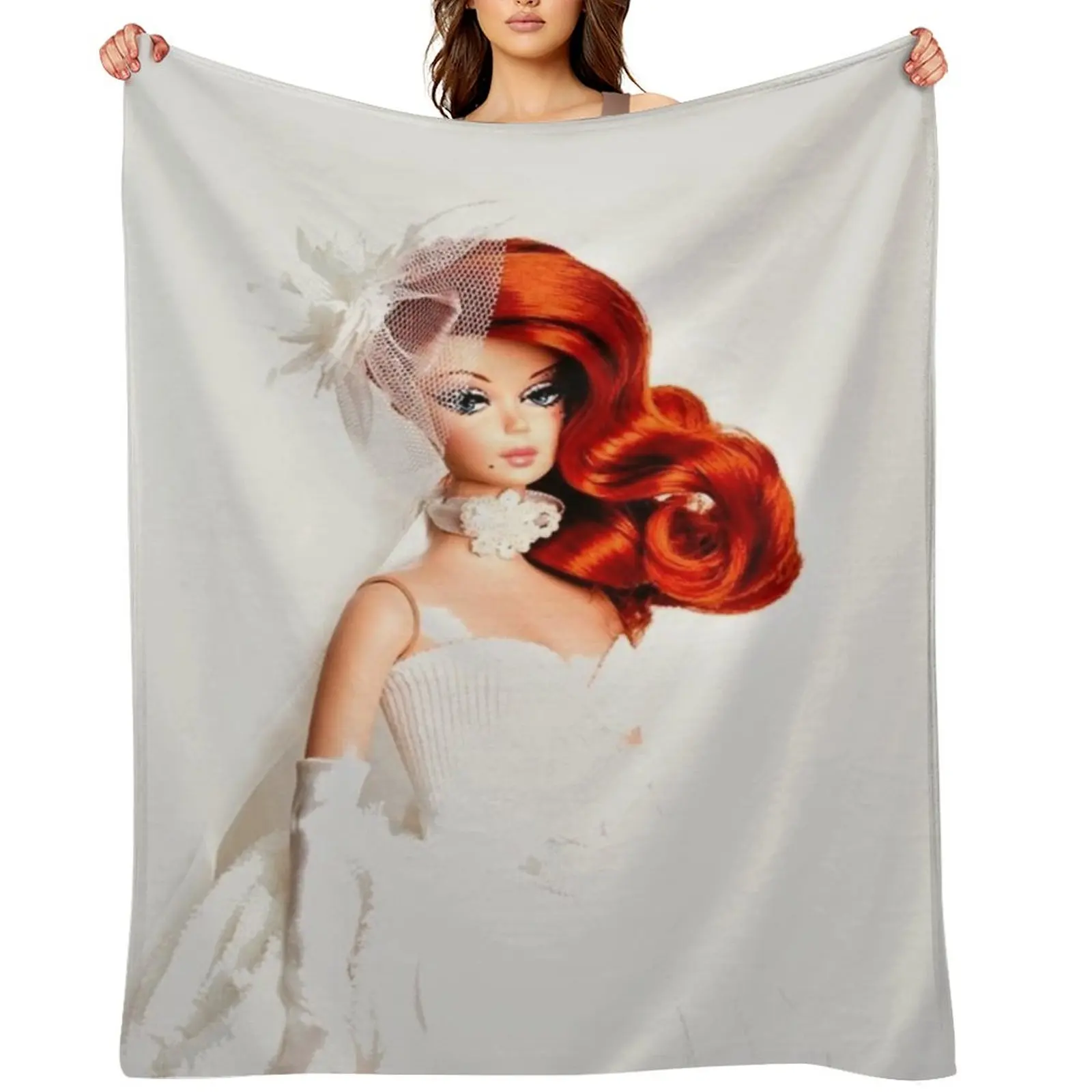 

red head cosplay vintage retro doll wedding gown printkwai doll print mask print poster Throw Blanket Nap Softest Blankets