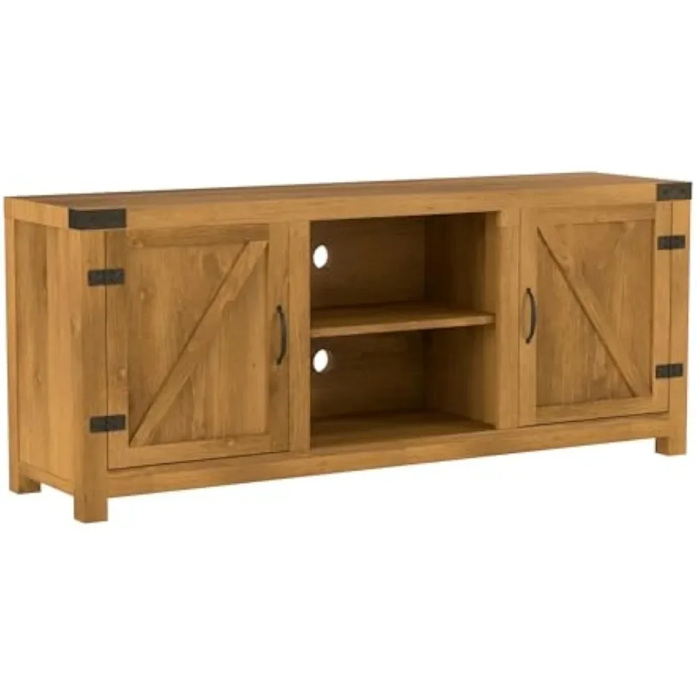 Georgetown Modern Farmhouse Double Barn Door TV Stand for TVs up to 65 Inches, 58 Inch, Barnwood 59 x 16 x 25 inches