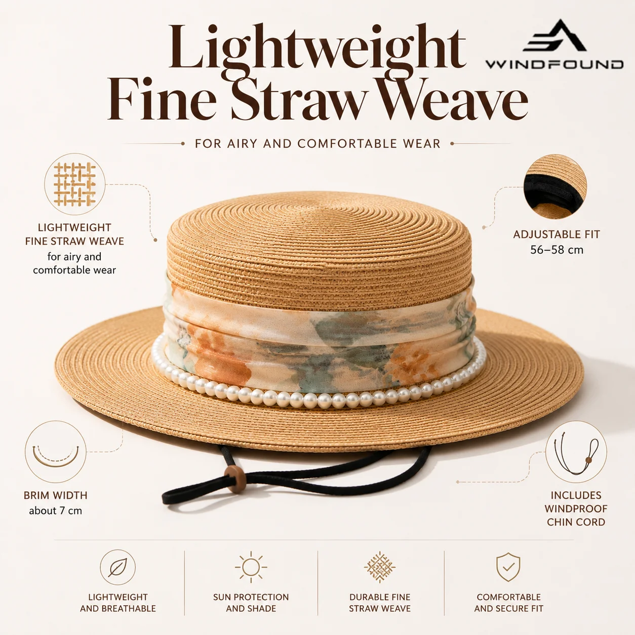 Foldable Sunscreen Elegant Flat-top Hat New Sunshade Straw Hat Suitable for Beach Camping