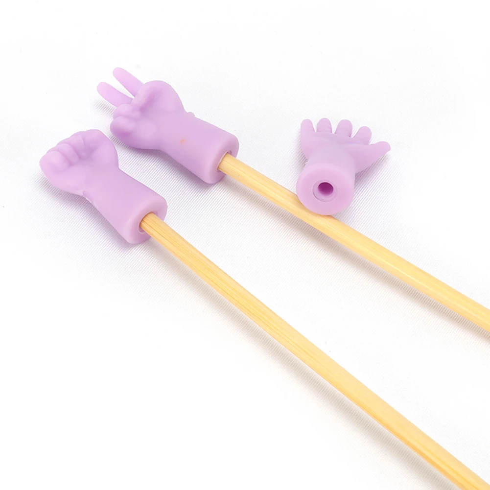 6Pcs Needles Anti-Shedding Cap Rock Paper Scissors Cute Needle Tip Protectors Gesture Shape Needle Tip Cap for Knitting Crafting