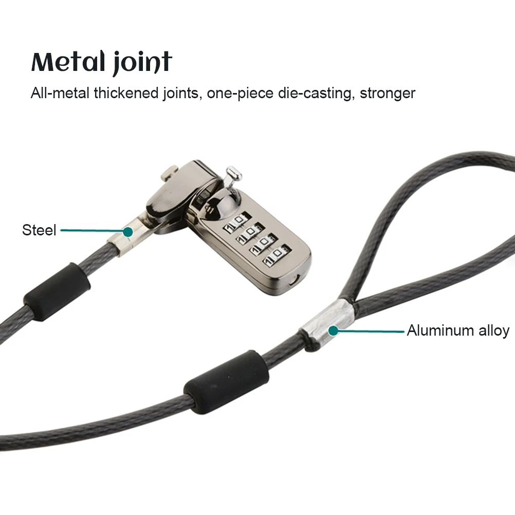 قفل الكمبيوتر المحمول قفل الكابل الأمن 4 أرقام قفل بكلمة مرور الحماية الأمنية للكمبيوتر المحمول ملحق أمان الجهاز الآخر