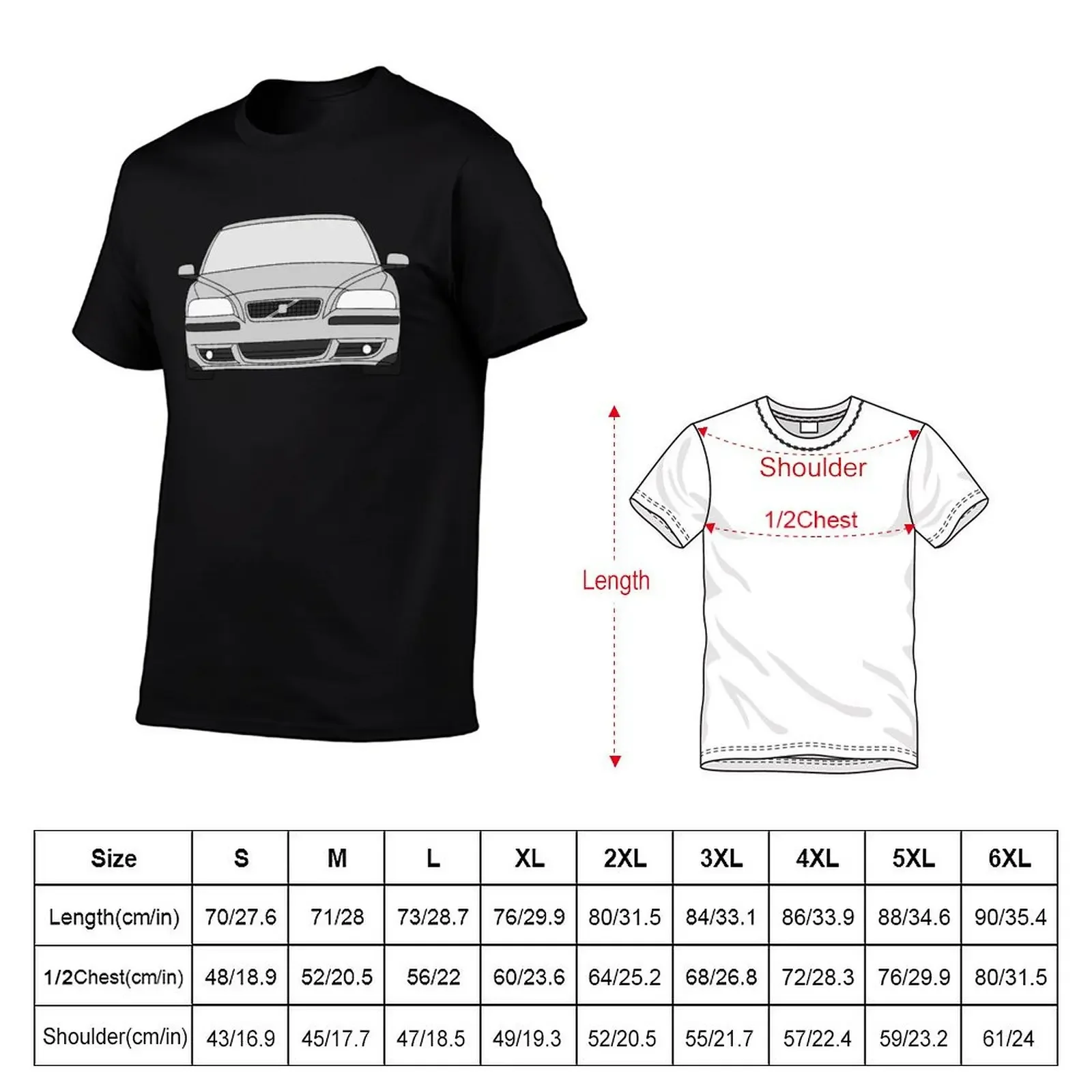 S60R V70R P2R 2004-2007 silver color T-Shirt boys whites graphic t shirts cute clothes anime clothes compression shirt men