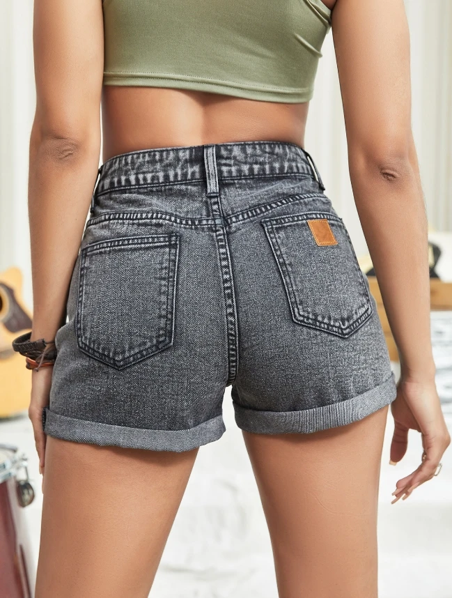 Women's Shorts 2024 Summer Autumn Latest Slim Fit Slimming Ripped Hole Rolled Denim Hot Pants Three Quarter Pants Jeans Trousers