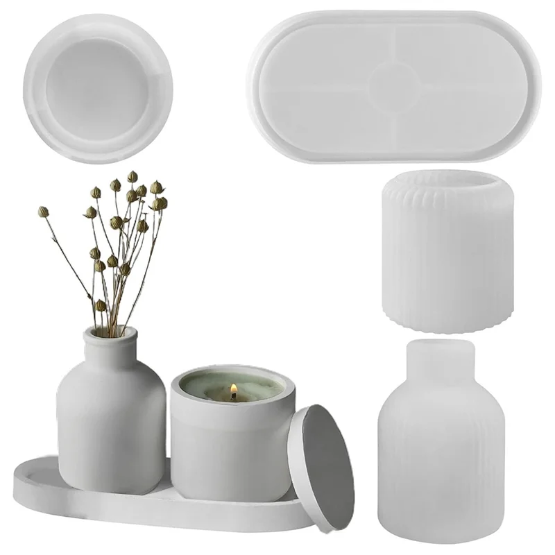 

J1UL1N Silicone Planter Molds, 4 Pcs Plaster Vase Silicone Mould, Resin Molds Ornament Mould, DIY Resin Drip Tabletop Ornament