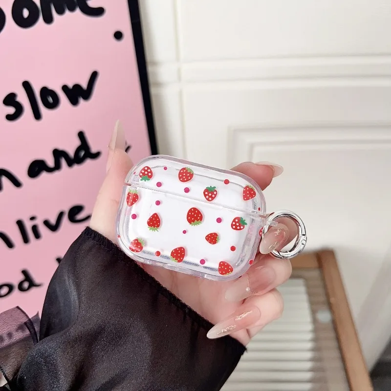 New Strawberry Charm Case for  Protective Cover  Soft Shell  Headphone Case