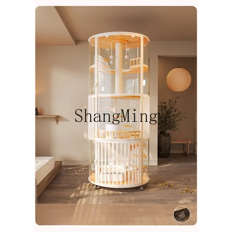 

SM panoramic cat villa glass rotating luxury solid wood cat nest home oversized cat room