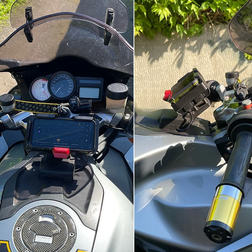 รถจักรยานยนต์สำหรับ BMW R1250GS R1200GS LC ADVENTURE USB แท่นยึดนำทาง GPS สนับสนุนชาร์จไร้สาย F850GS F750GS