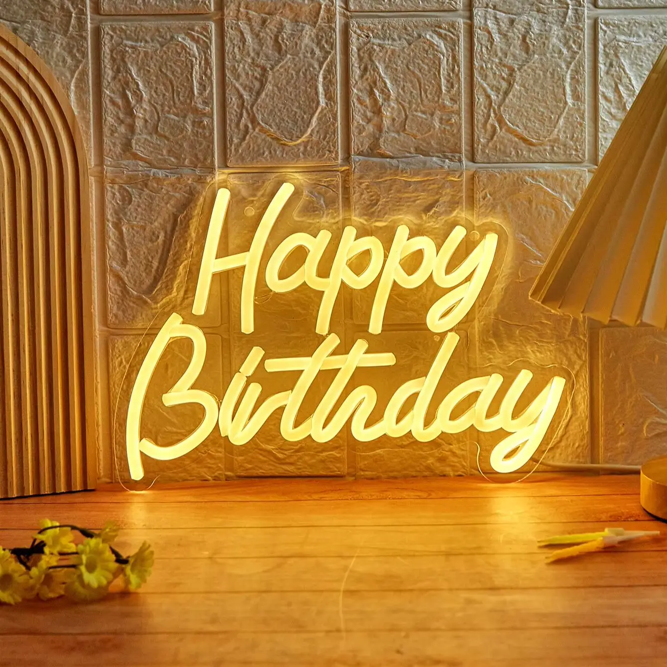 Chi-buy LED Neon Happy Birthday USB Powered Neon Signs Night Light 3D Wall Art Bedroom Living Room Decor Lamp Signs#Wattage:5w