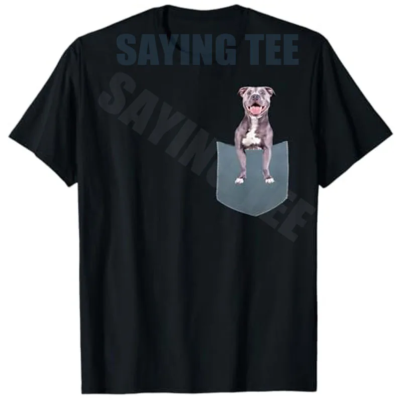 Camiseta Divertida con Estampado de Perro Pitbull en el Bolsillo para Hombres, Mujeres y Niños, Camiseta de Moda Urbana Y2K, Camisetas con Gráficos de Perros Pitbull