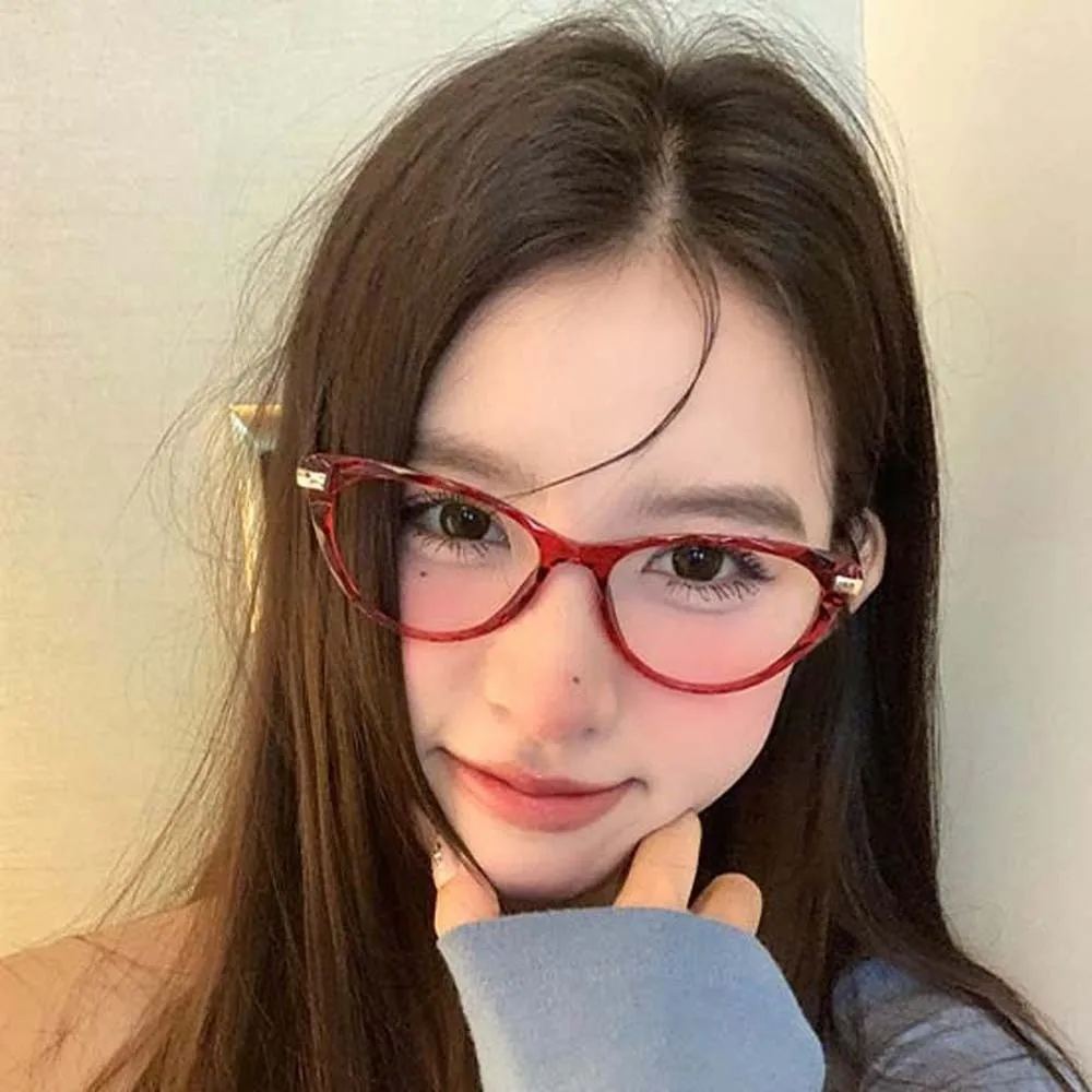 

PC Lightweight Anti Blue-lay Eyewear Thin-frame Costume Accessory Cat Eye Glasses Alloy Waterproof Women Plain Glasses Ladies