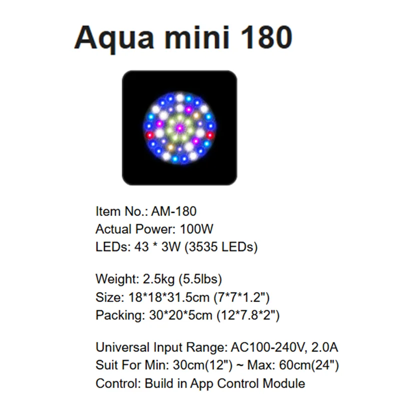 MICMOL G6 Aqua LED Reef Light with Adjustable Stand Full Spectrum High PAR Marine Coral Aquarium Light APP Control 4-Channels