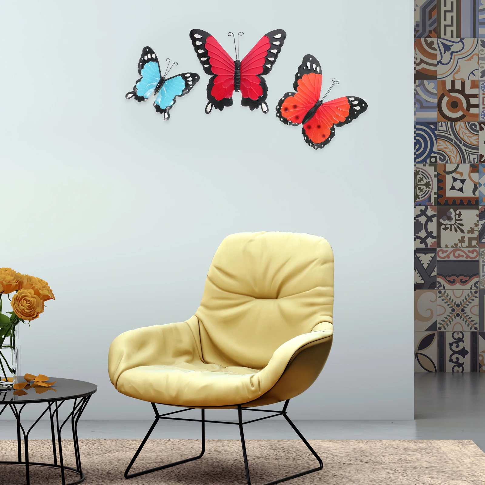 

3pcs Metal Butterfly Decorations Iron Wall Art Hanging Craft Butterflies Durable Wrought Iron Pendant Wall