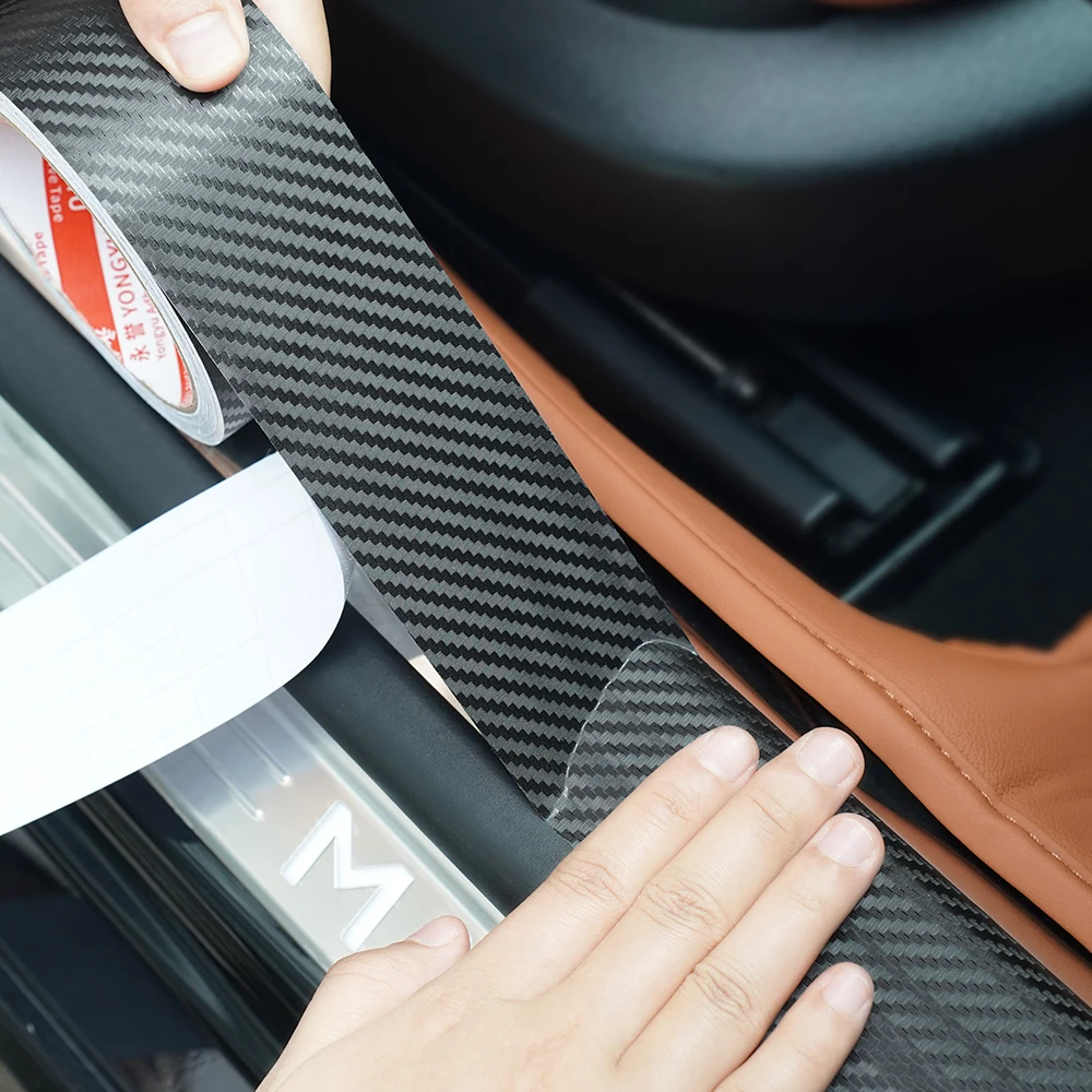 1 Roll 9m 3D Nano Carbon Fiber Car Door Edge Protector, PVC Waterproof Scratch-Resistant Tape, Universal Anti-Collision Film