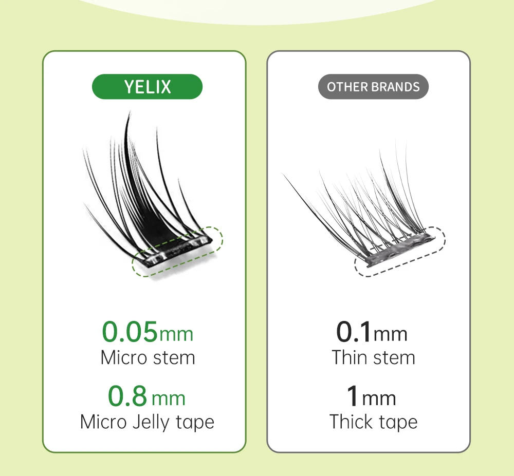Yelix Kein Kleber erforderlich, falsche Wimpern, großes Fassungsvermögen, 10-reihig, kleberfrei, flauschige Cluster-Wimpern-DIY-Erweiterungen – Detail 7