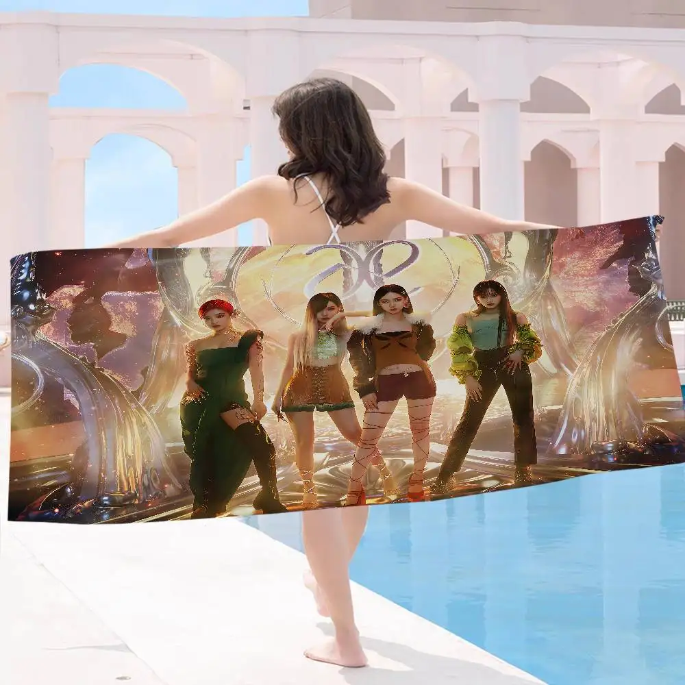 Korean Kpop Group A-Aespas Microfiber Printed Beach Towel Mountain Climbing Yoga Beach Swimming Running Absorbent Soft Towel