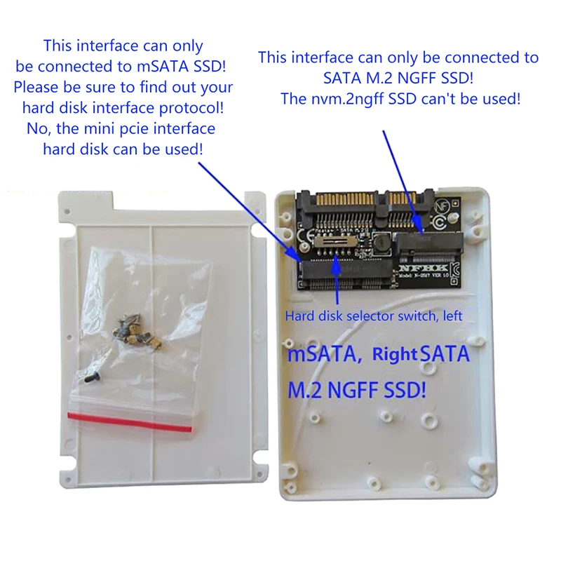 2.5 inch SATA 6.0Gbps to SATA M.2 NGFF SSD mSATA SSD Adapter with case