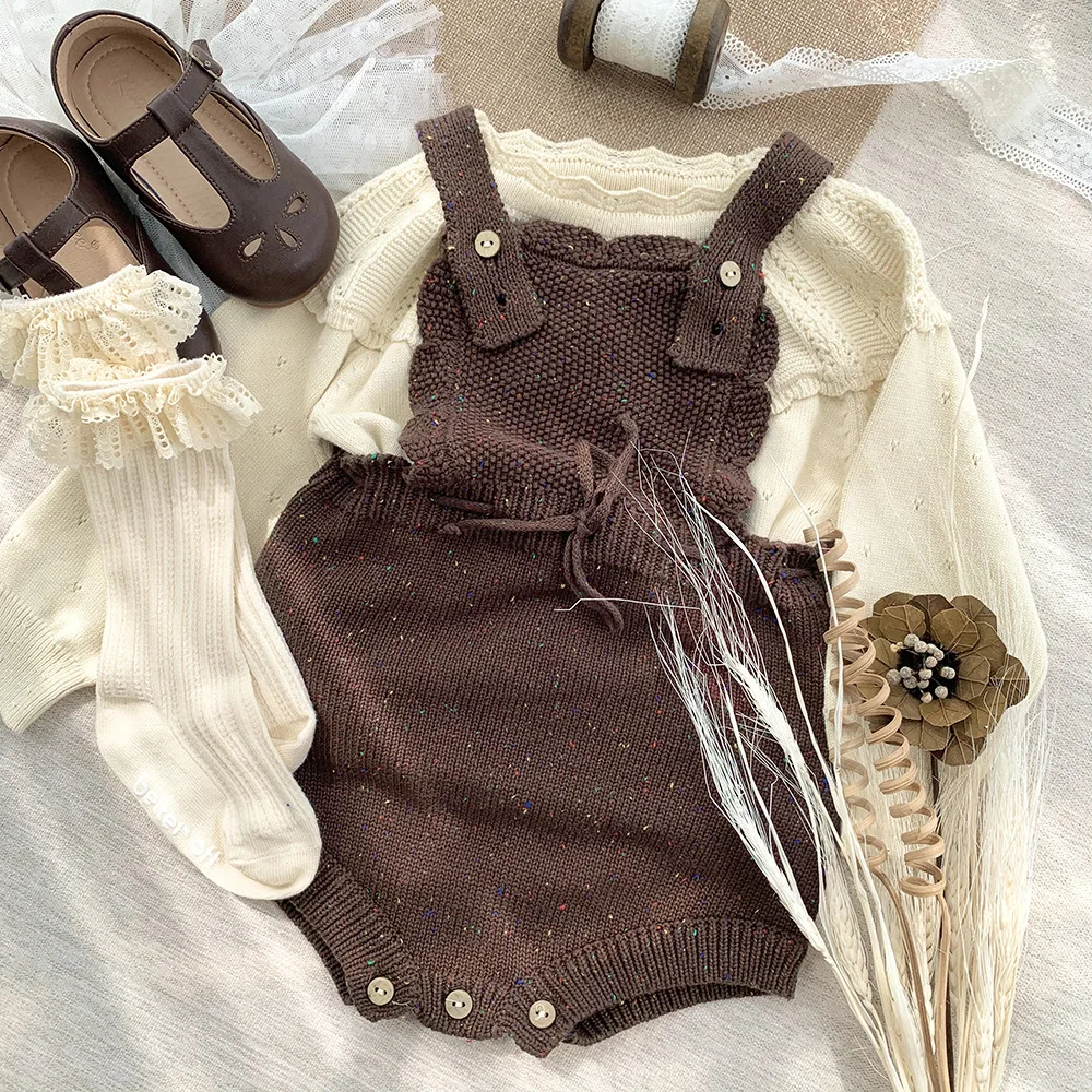 Instagram Hotselling Vintage Baby Jumper Boys Girls Enfant Retro Natural Flecks Bebe Romper