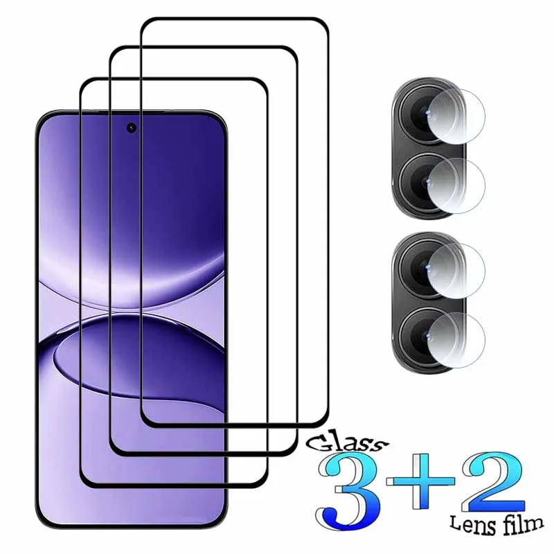 

3+2 For Redmi Turbo4 Tempered Glass Shockproof 9H Clearly Anti-Scratch Front Protector +Soft Camera lens film