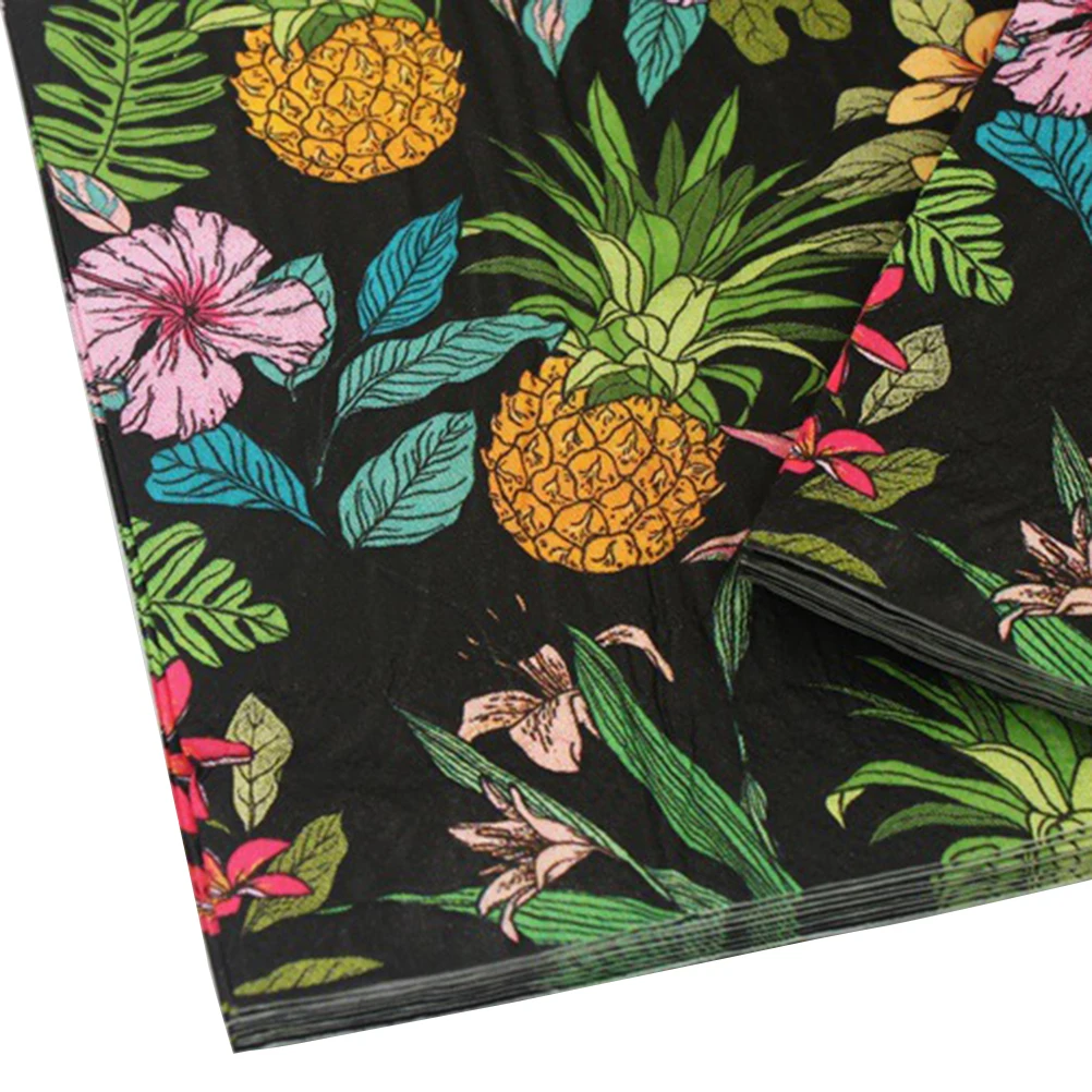 20Pcs Pineapple Party Printed Napkins Hotel Western Restaurant Table Cloth Household Wood Pulp Coloured Paper Towels Paper Towel