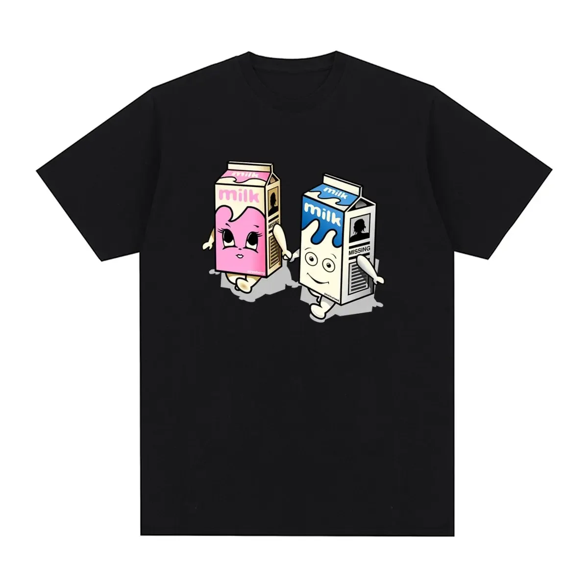 

Funny Milk Carton Couple Graphic Tee Soft Cotton Unisex T-Shirt Casual Short Sleeve