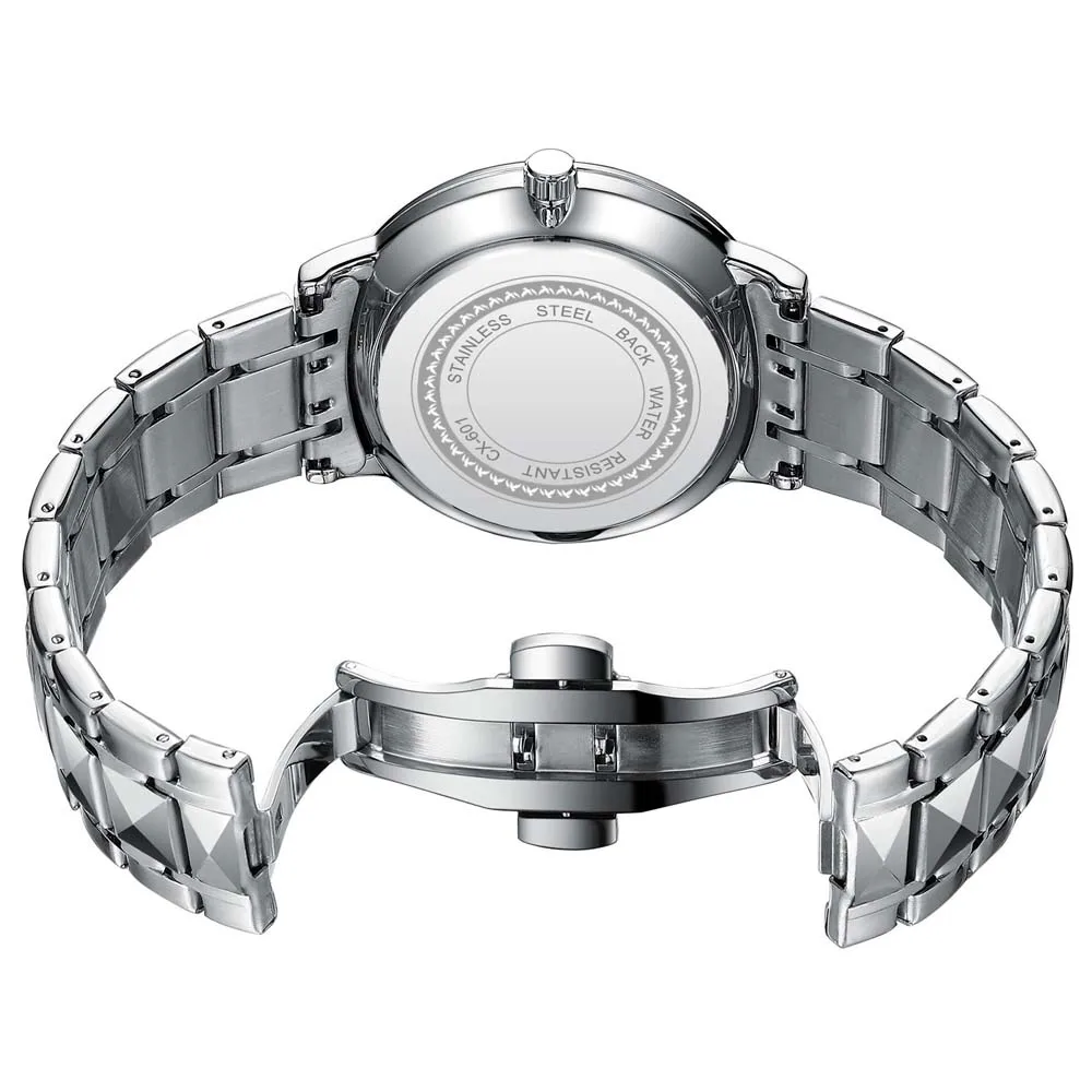 CHENXI Orologio al quarzo da uomo di alta qualità Cinturino minimalista in acciaio inossidabile Data Display a specchio curvo Orologi da uomo impermeabili 2025