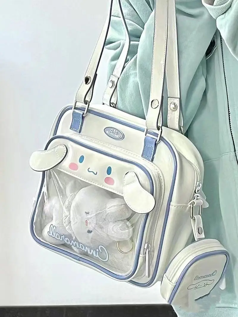 New Cinnamoroll Kuromi Shoulder Bag Anime Sanrio Girls Cartoon Commuter Package Pu Waterproof Daypack Cute Student Backpack Gift