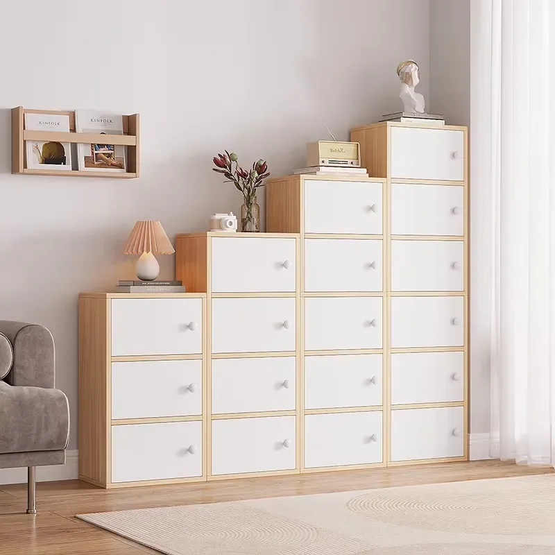 Five Drawer Modern Simple Independent Particleboard Bedroom Living Room Wall Mounted Locker Shelf Household Furniture